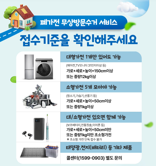 폐가전 무료수거 접수기준