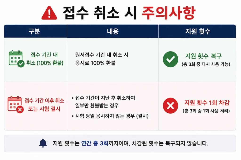 청년 국가기술자격시험 응시료 지원사업 주의사항