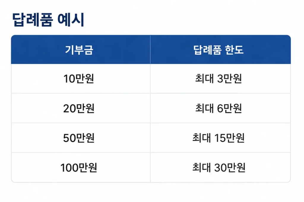 고향사랑기부제 답례품 예시