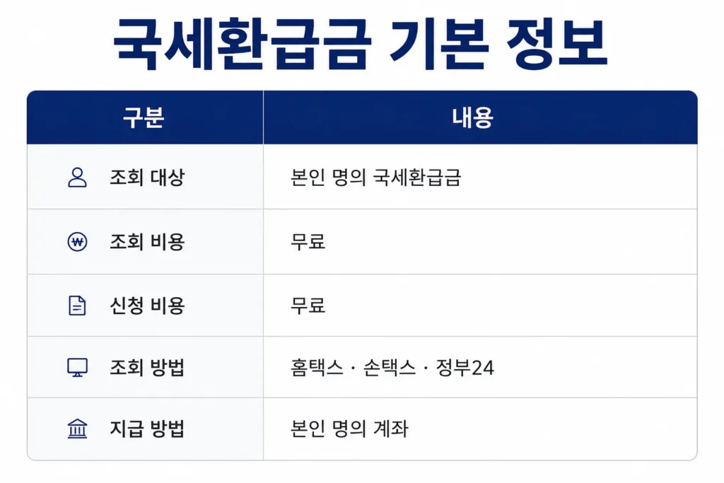 국세환급금 조회 기본 정보