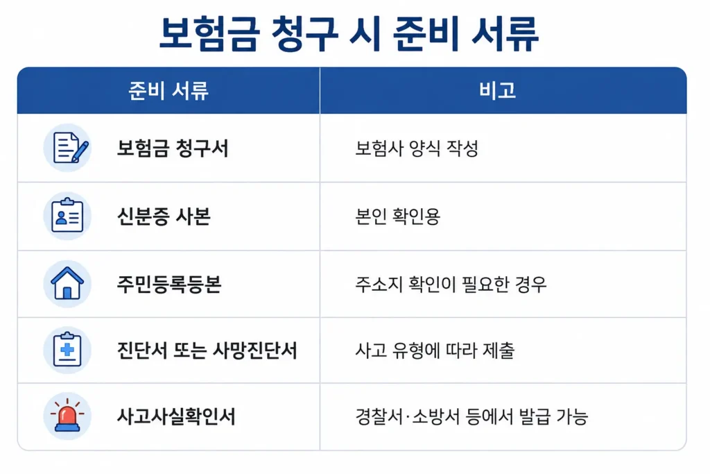 시민안전보험 청구 준비 서류
