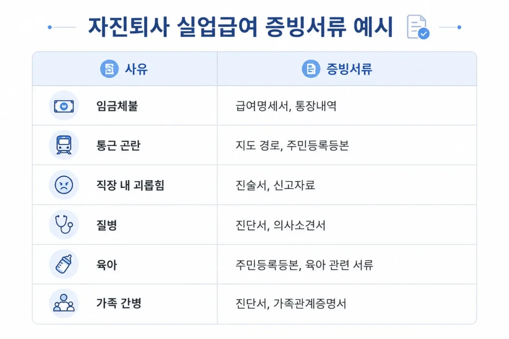 자진퇴사 실업급여 증빙서류 예시