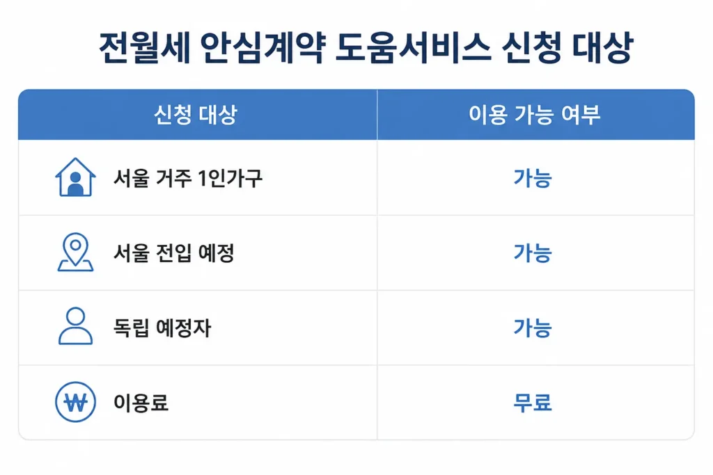 전월세 안심계약 도움서비스 신청 대상