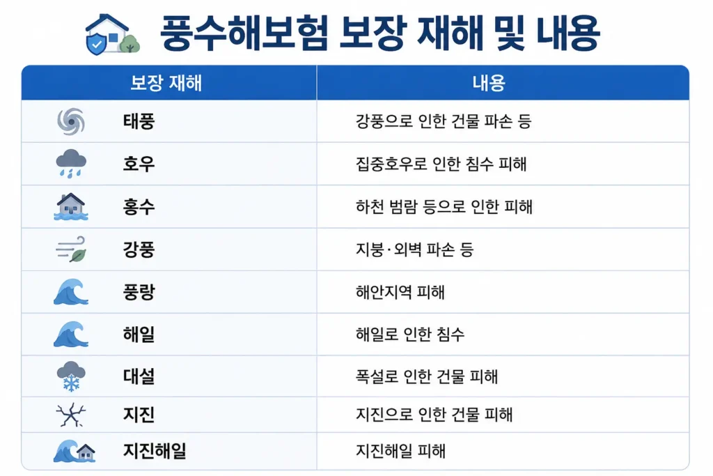 풍수해보험 정부지원 보장 내용