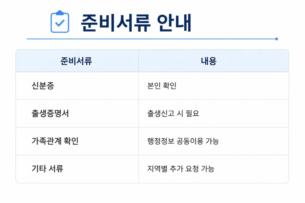 행복출산 원스톱 서비스 준비 서류